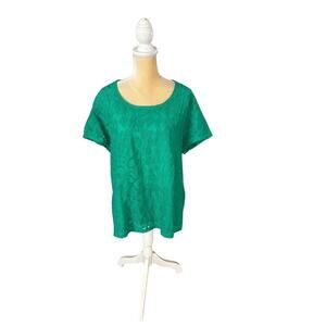 Chicos Textued Tilly Short Sleeve T Shirt Top Vivid Green New Size 4 XXL